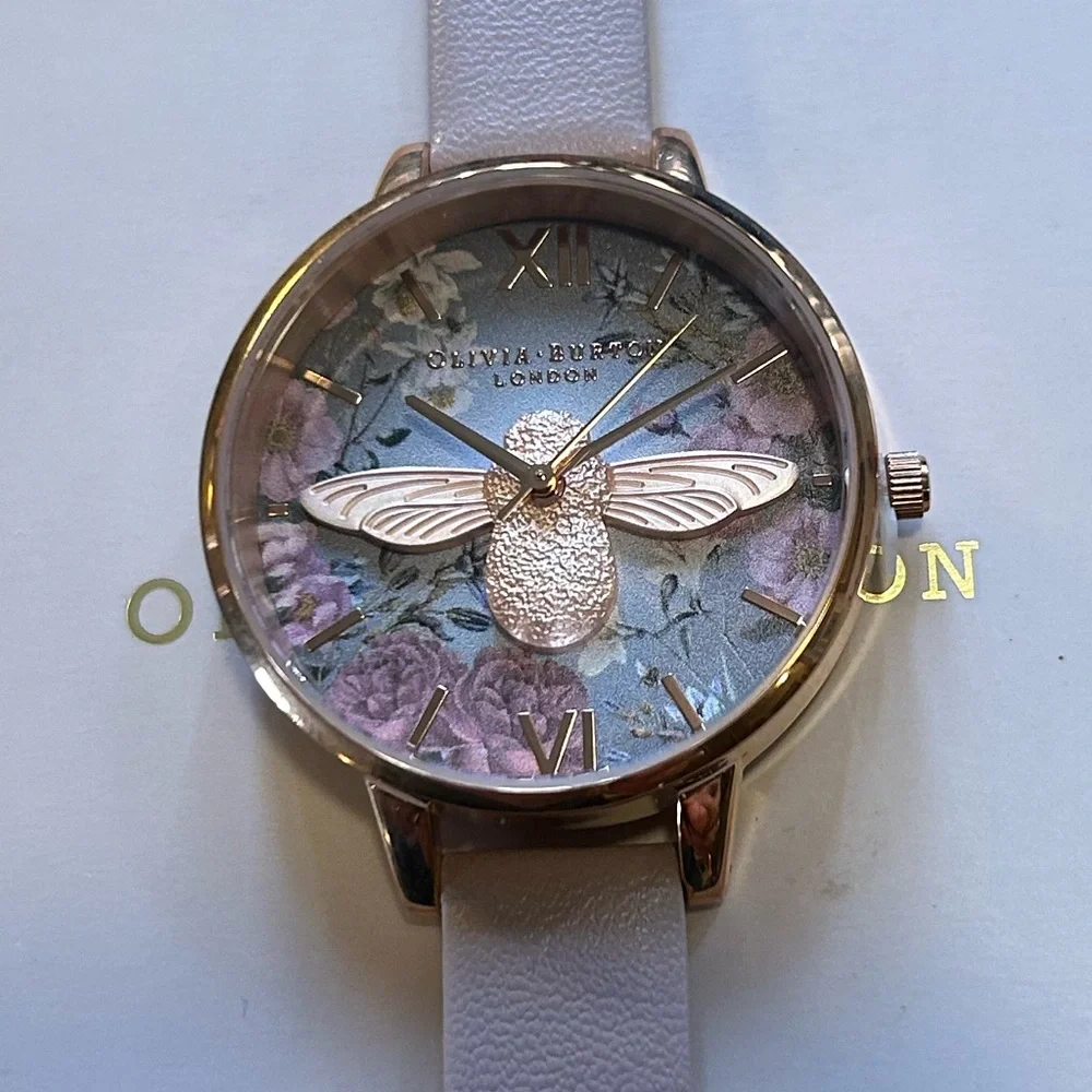 Olivia burton Watch With RoseGold Bee Figurine On 34mm Floral Face